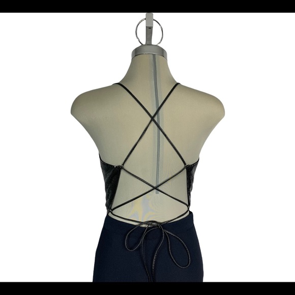 Black metallic crop top one Size - Picture 2 of 10